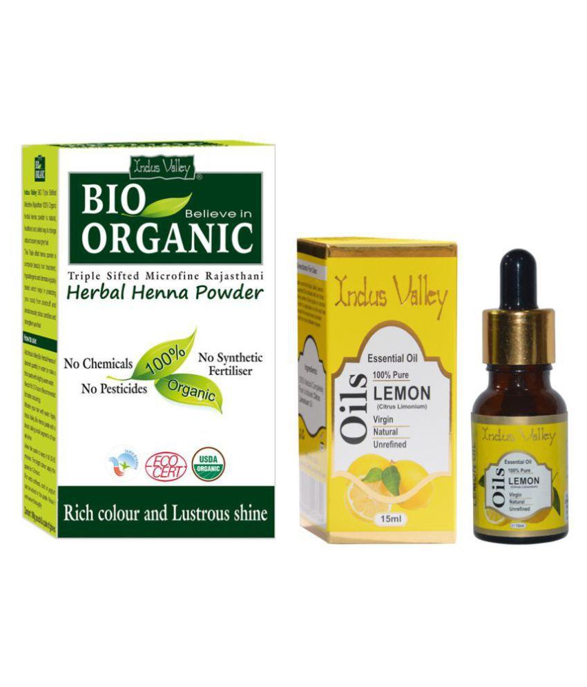     			Indus Valley Bio Organic Herbal Henna Powder & Lemon Oil For Anti- Dandruff Hair & Scalp Treatment Combo Pack