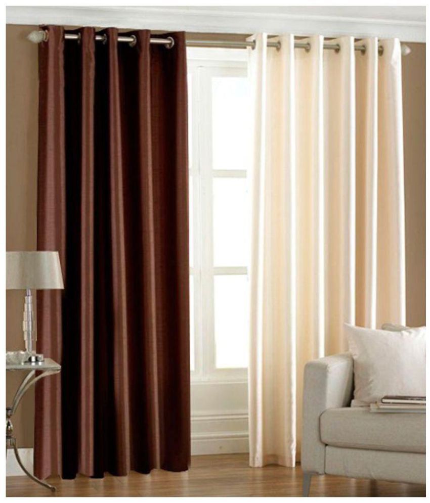    			Phyto Home Solid Semi-Transparent Eyelet Door Curtain 7 ft Pack of 2 -Multi Color