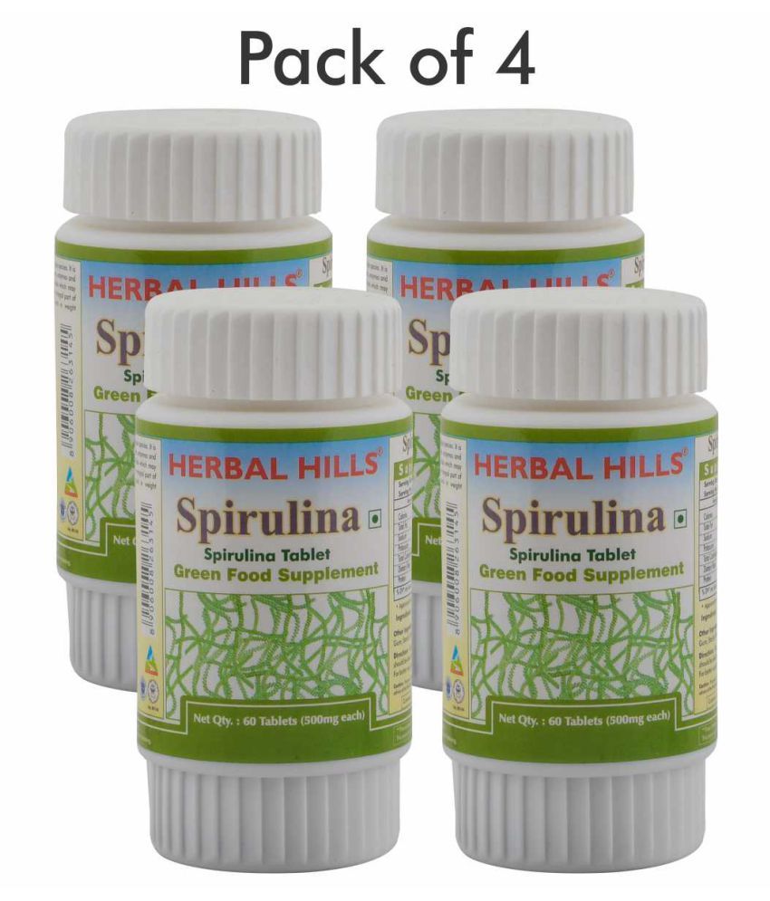 Herbal Hills Spirulina 60 Tablets (Pack of 4) Tablets 500 mg Buy Herbal Hills Spirulina 60