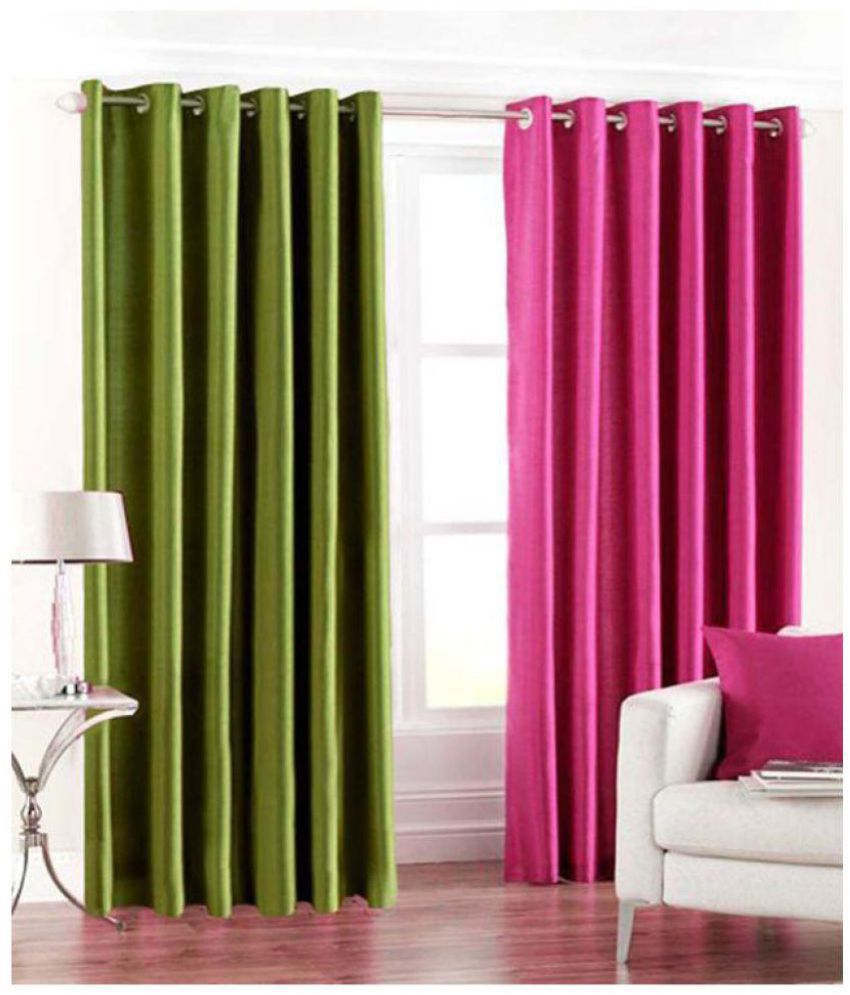     			Phyto Home Solid Semi-Transparent Eyelet Window Curtain 5 ft Pack of 2 -Multi Color