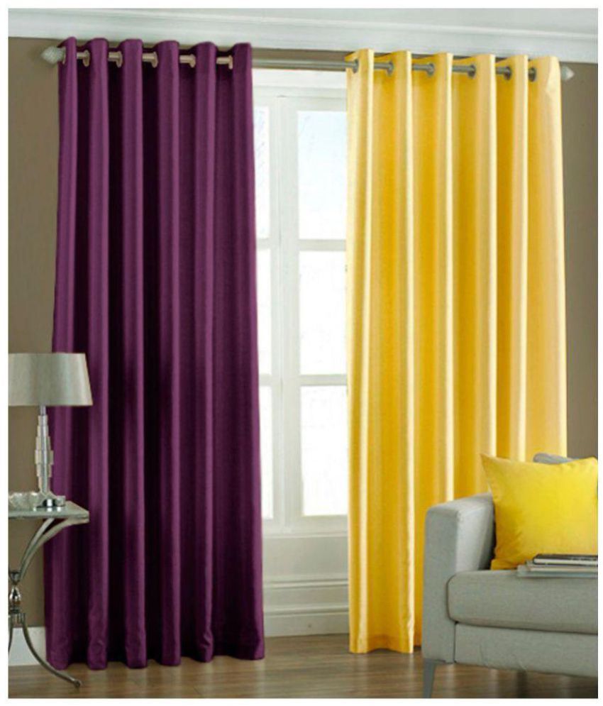     			Phyto Home Solid Semi-Transparent Eyelet Window Curtain 5 ft Pack of 2 -Multi Color