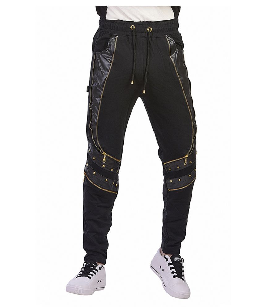 black cotton full length track pant