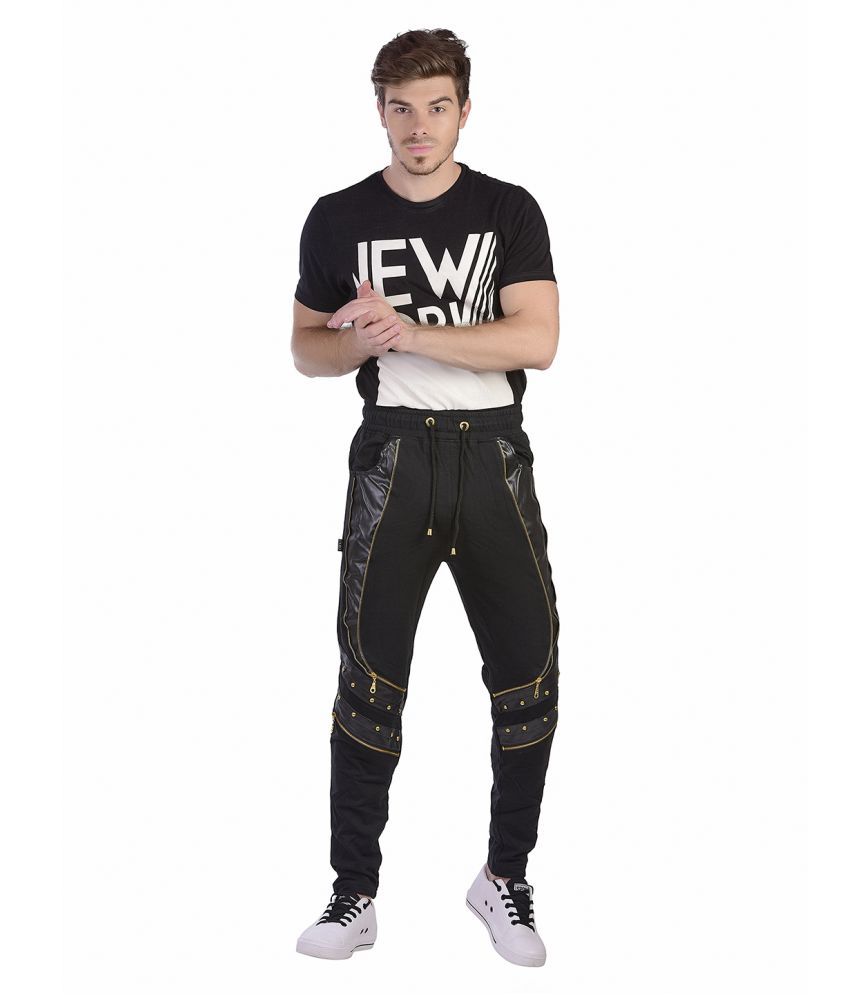 black cotton full length track pant