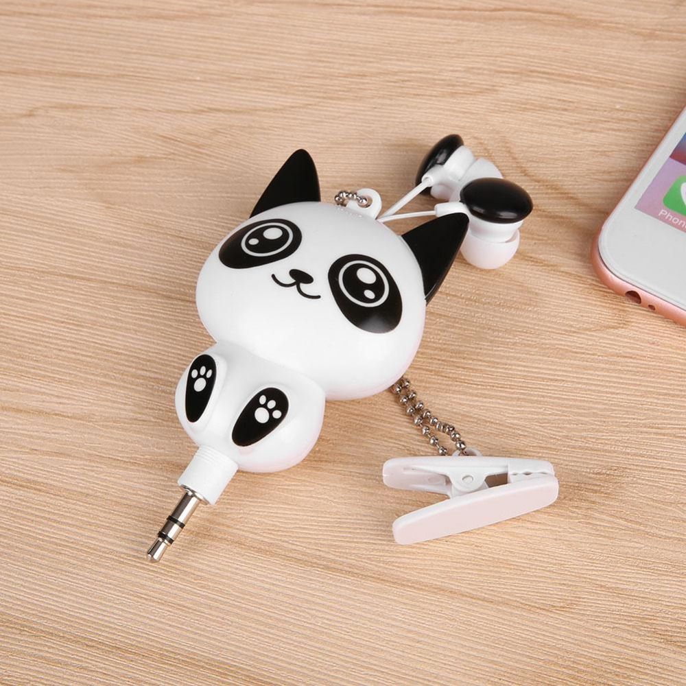 WowObjects Cartoon Cat Panda Earphone In Ear Wired Earphones Without