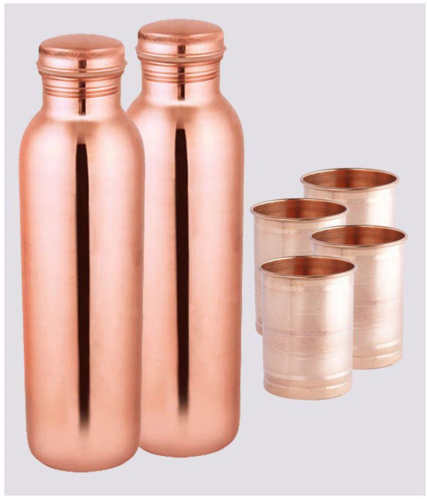     			KC Brown 1000 ML ml Copper Water Bottle Set of 6