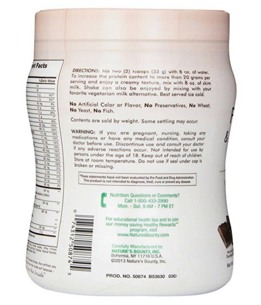Nature's Bounty Protein Shake Chocolate Energy Drink for