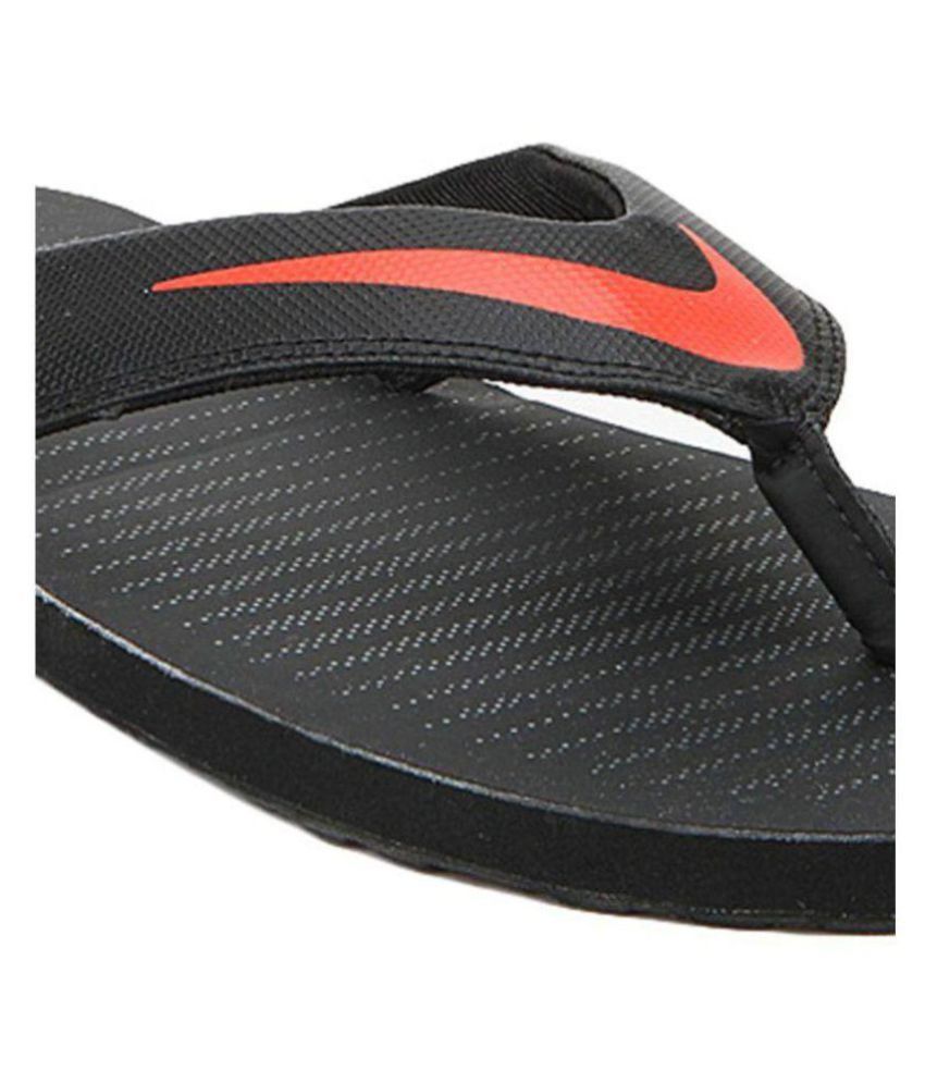 red and black nike flip flops