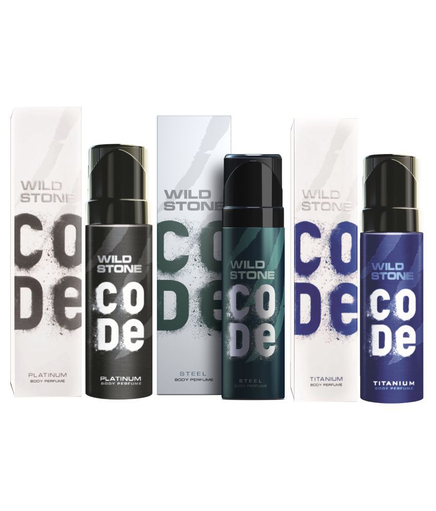     			Wild Stone Code Platinum, Steel & Titanium Combo Perfume Body Spray - For Men (360 ml, Pack of 3)