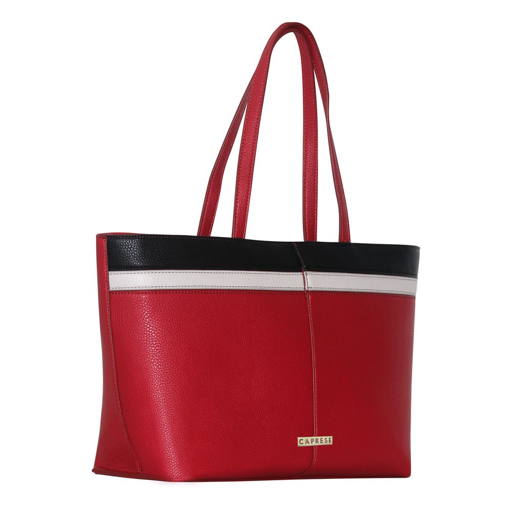 red tote leather