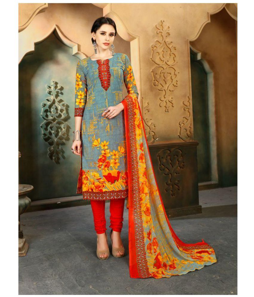 Elevate Women Red and Grey Cotton Blend Dress Material Buy Elevate Women Red and Grey Cotton