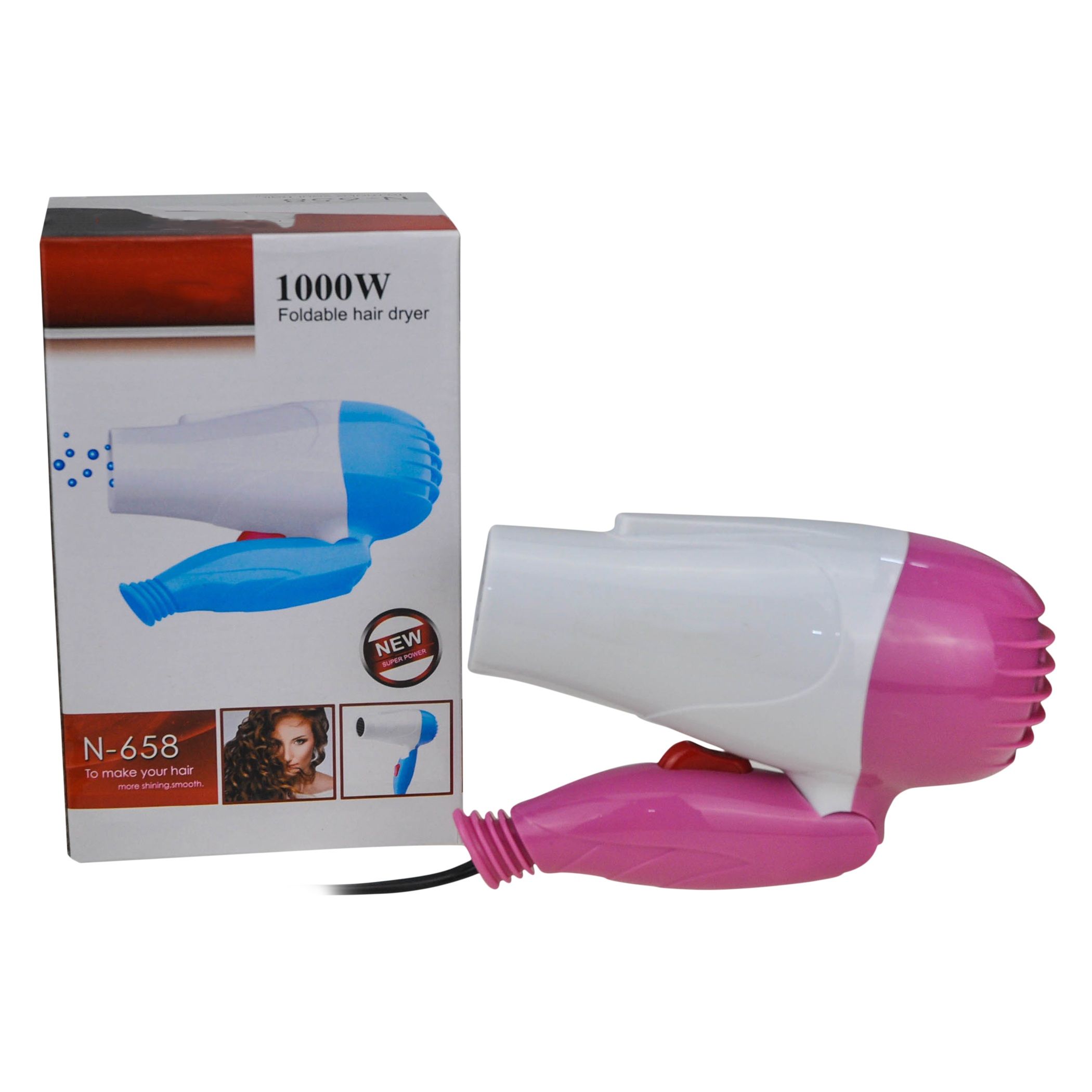 AVMART Foldable 1000 Wt Pink Travel Portable Hair Dryer ( Easy To Carry) N658 Hair DryerN658