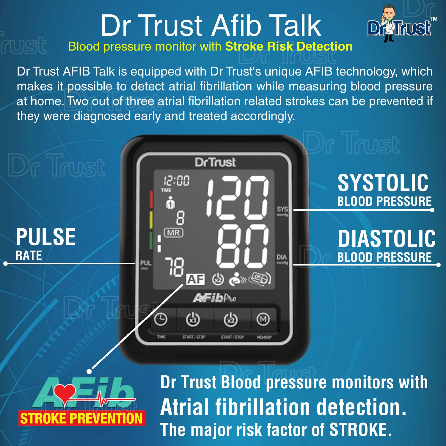 Dr. Trust (USA) Atrial Fibrillation Fully Automatic Dual Talking