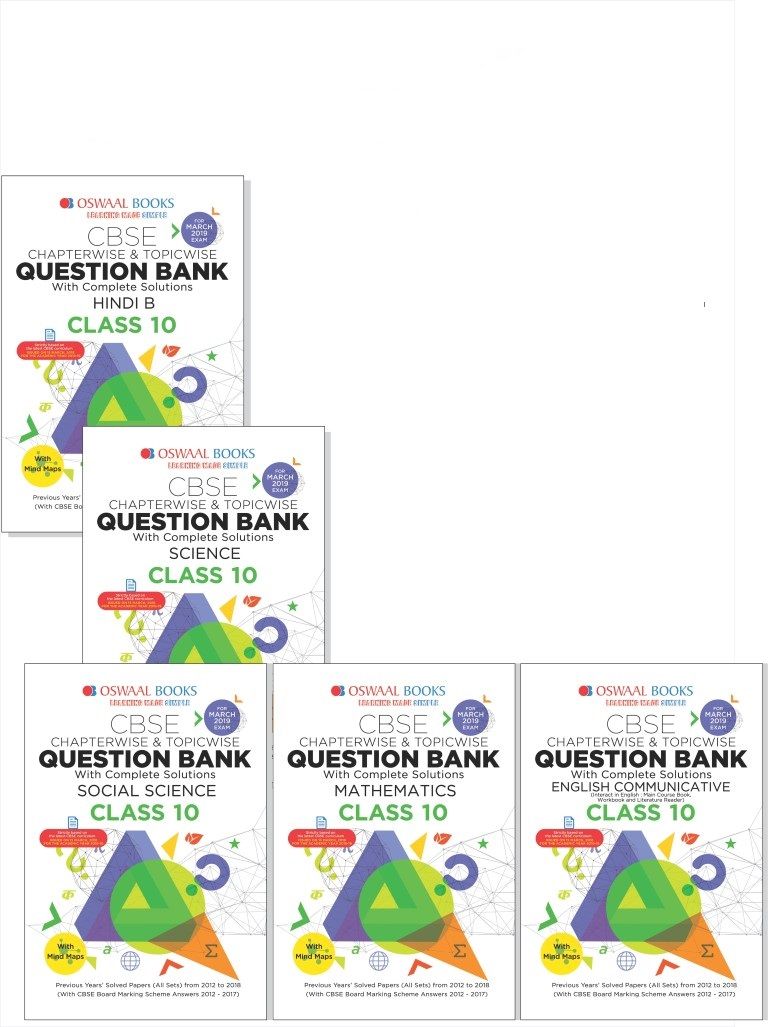 Oswaal Cbse Question Bank Class 10 Hindi B English Comm Science Social Science Maths Set Of 5 Books Questions And Answers For Oswaal Cbse Question Bank Class 10 Hindi B English