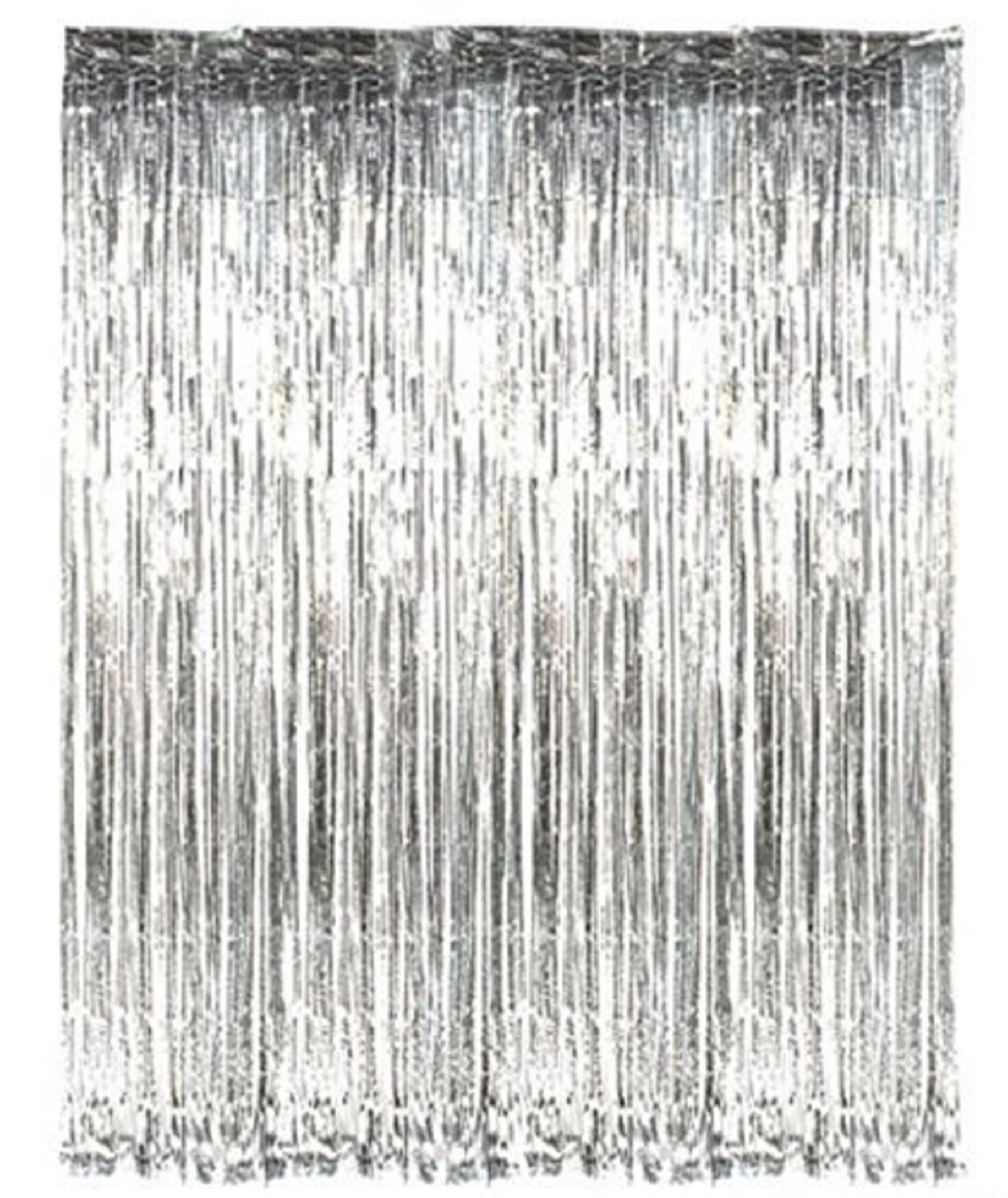 Party Propz Silver Metallic Fringe Foil Curtain, Silver
