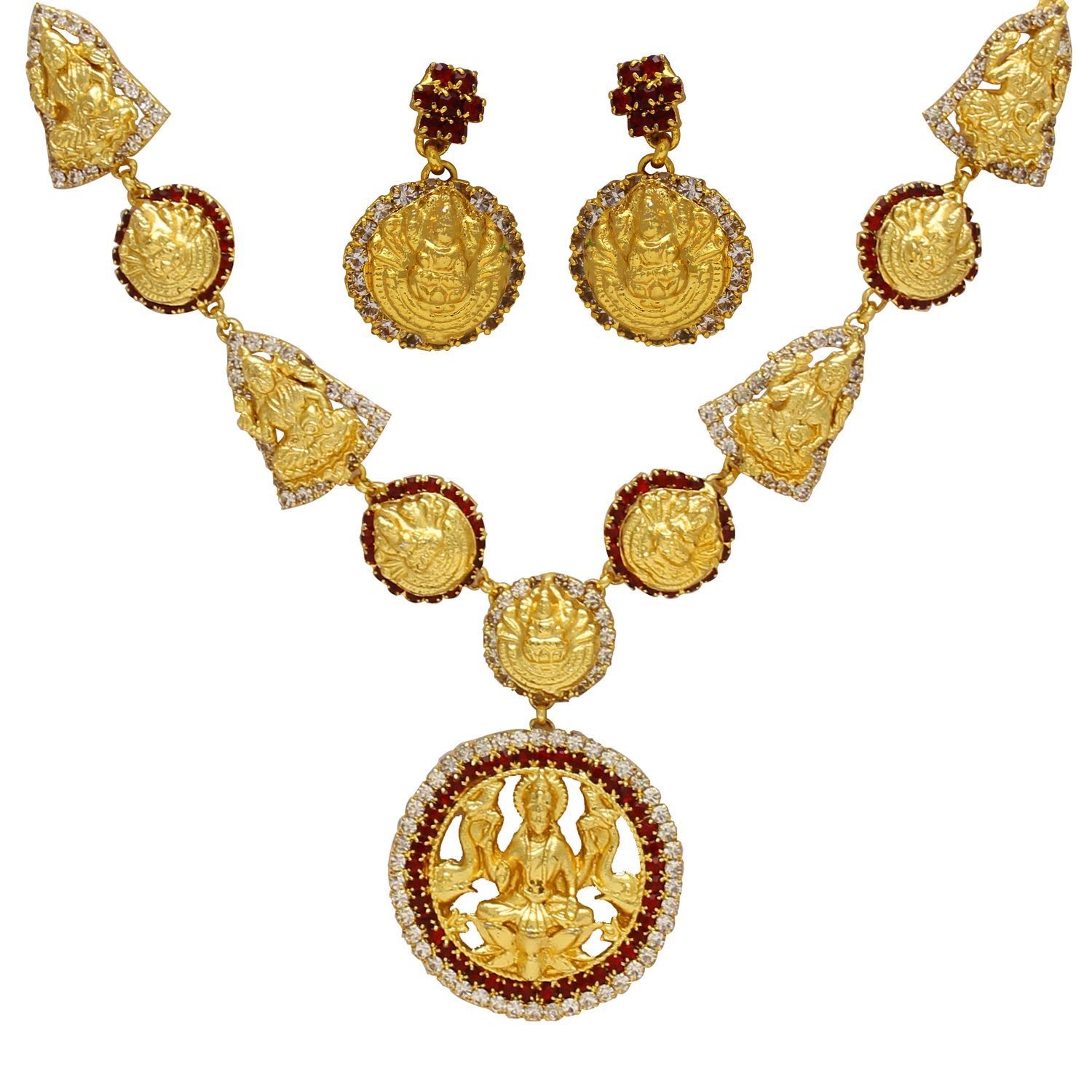 Gold coated over Brass Imitation Diamond (CZ) Laxmi Traditional ethnic festival