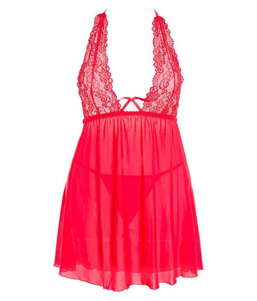 Buy Shararat Net Baby Doll Dresses With Panty - Red Online at Best ...