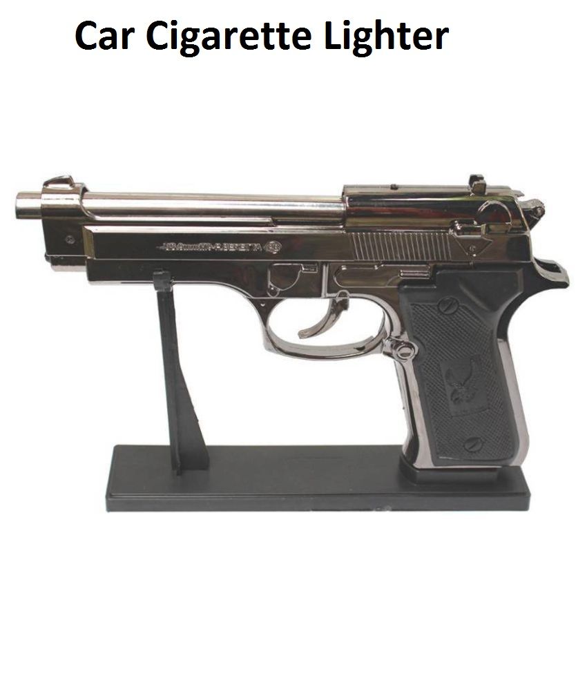 Gun Shaped Car Cigarette Lighter with Windproof Jet Flame Metal Body