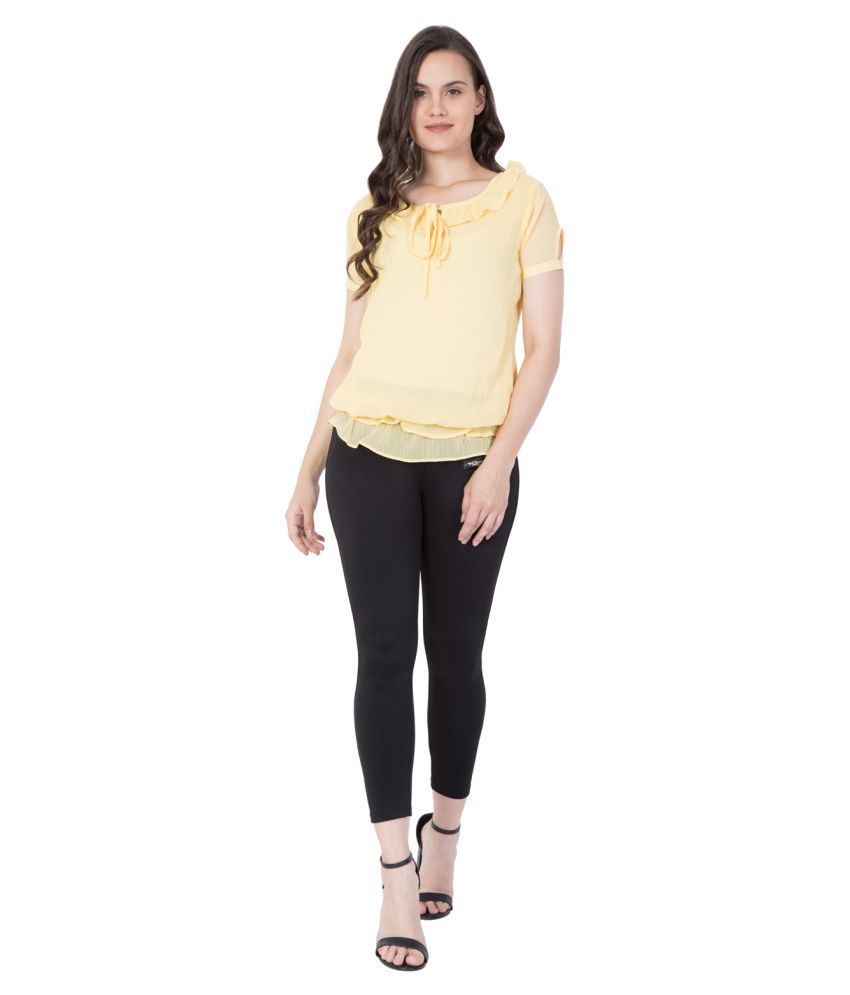 Mythya Chiffon Peasant Tops Yellow Buy Mythya Chiffon Peasant Tops