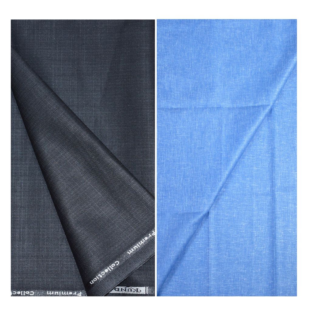     			KUNDAN SULZ GWALIOR - Blue Cotton Blend Men's Unstitched Shirts & Trousers ( Pack of 2 )