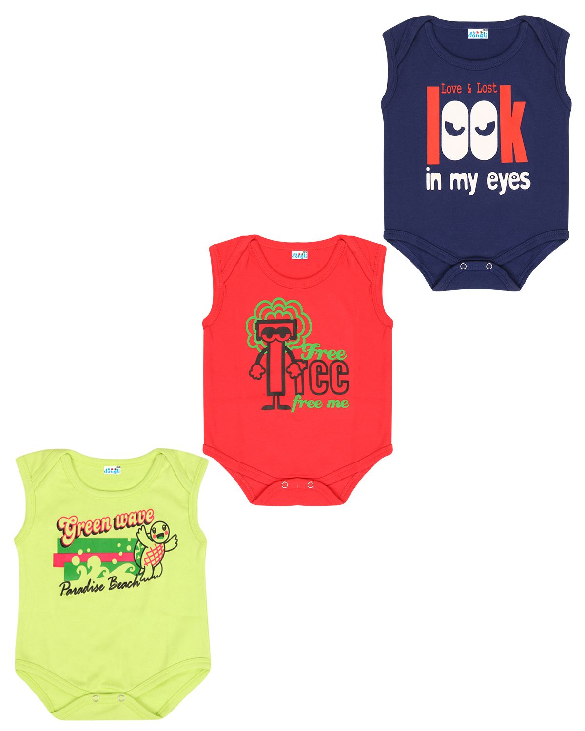     			Dongli Cotton Unisex Baby Sleeveless Bodysuits(Pack 3)