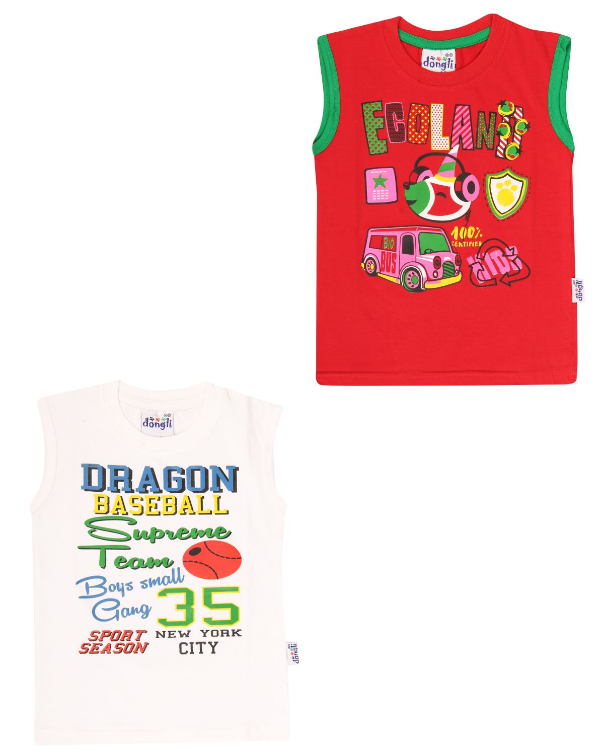     			Dongli Boys Cotton Sleeveless Tshirts(Pack of 2)