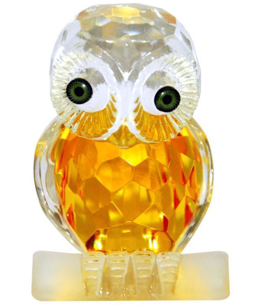     			Queen Collection White Crystal Owl In Diamond Cut Feng Shui