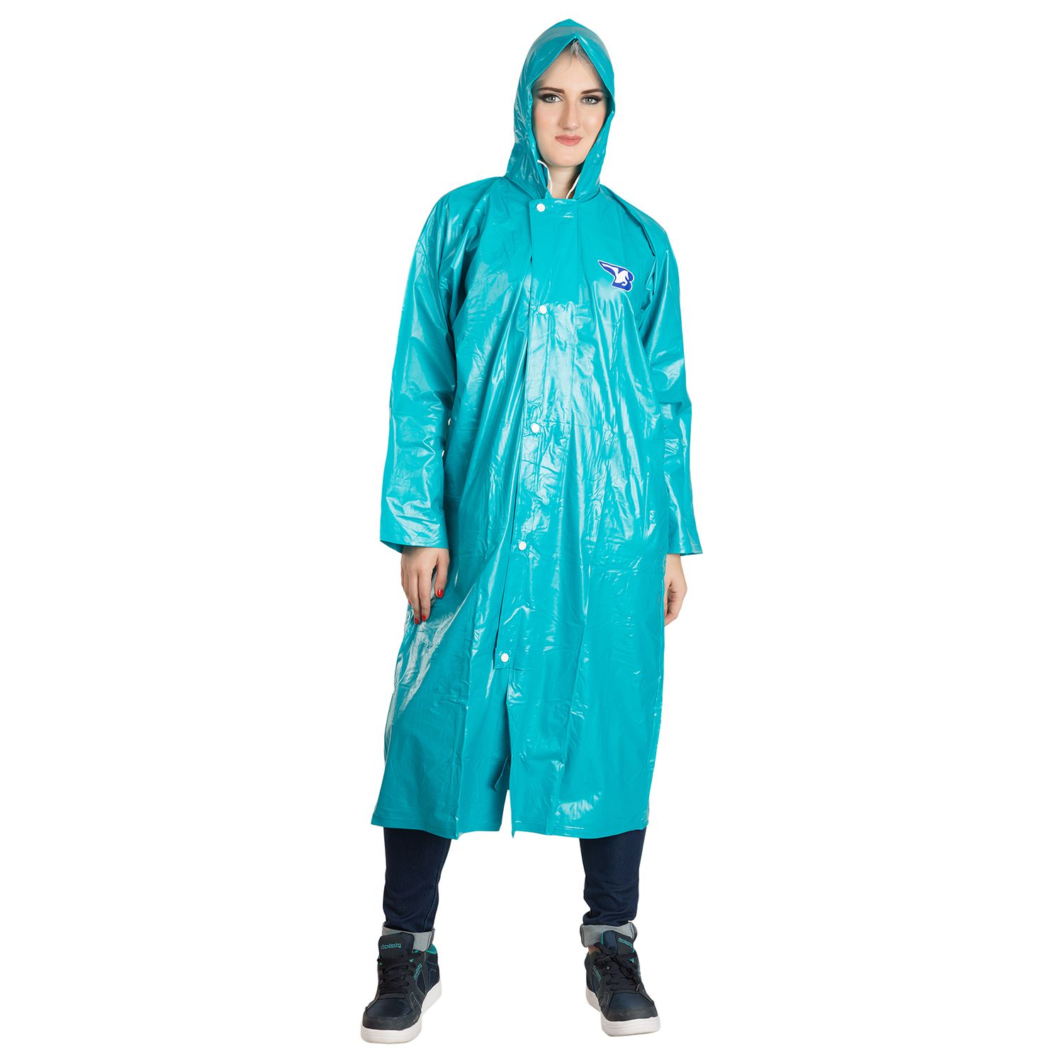 BURDY Waterproof Long Raincoat - Green - Buy BURDY Waterproof Long ...
