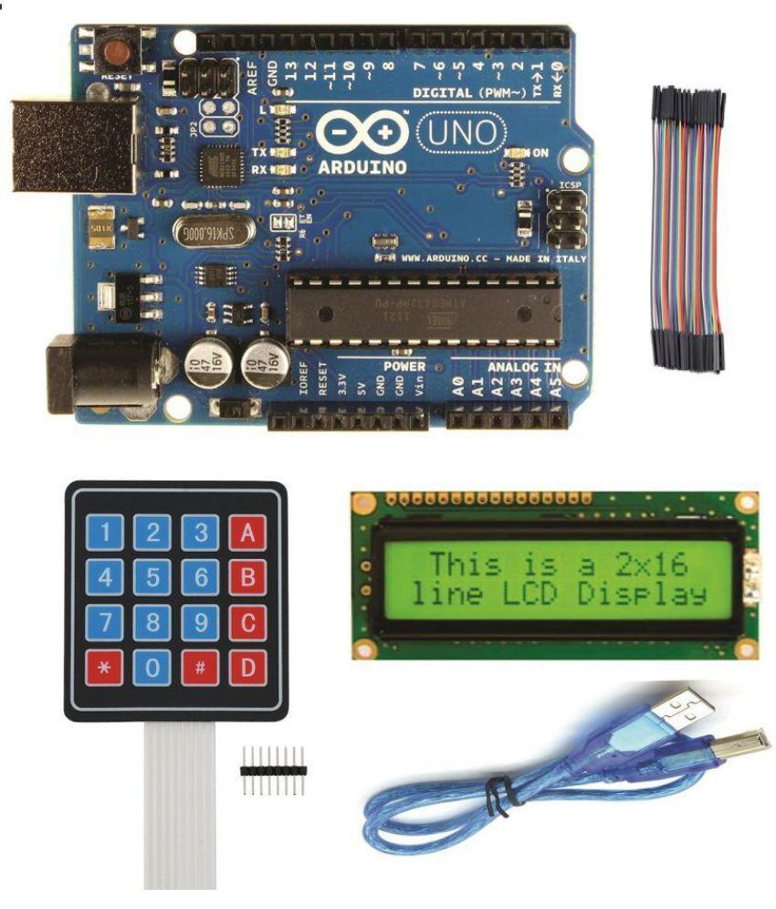 MatLogix Arduino UNO with Pack of LCD, USB Cable, Keypad, 20 Female to ...