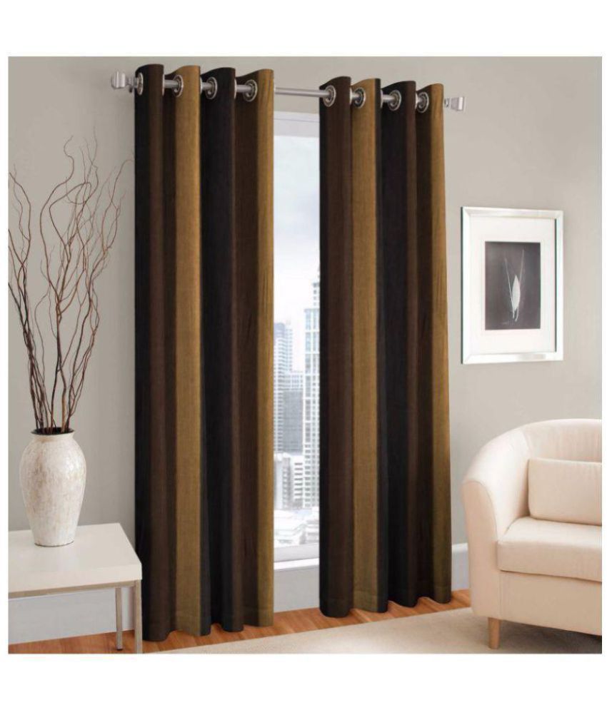     			Panipat Textile Hub Blackout Eyelet Window Curtain 5 ft Pack of 2 -Brown