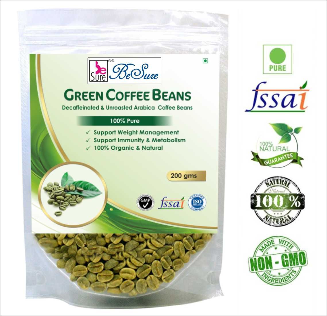 BeSure Green Coffee Beans Decaffeinated Unroasted Arabica 200 gm