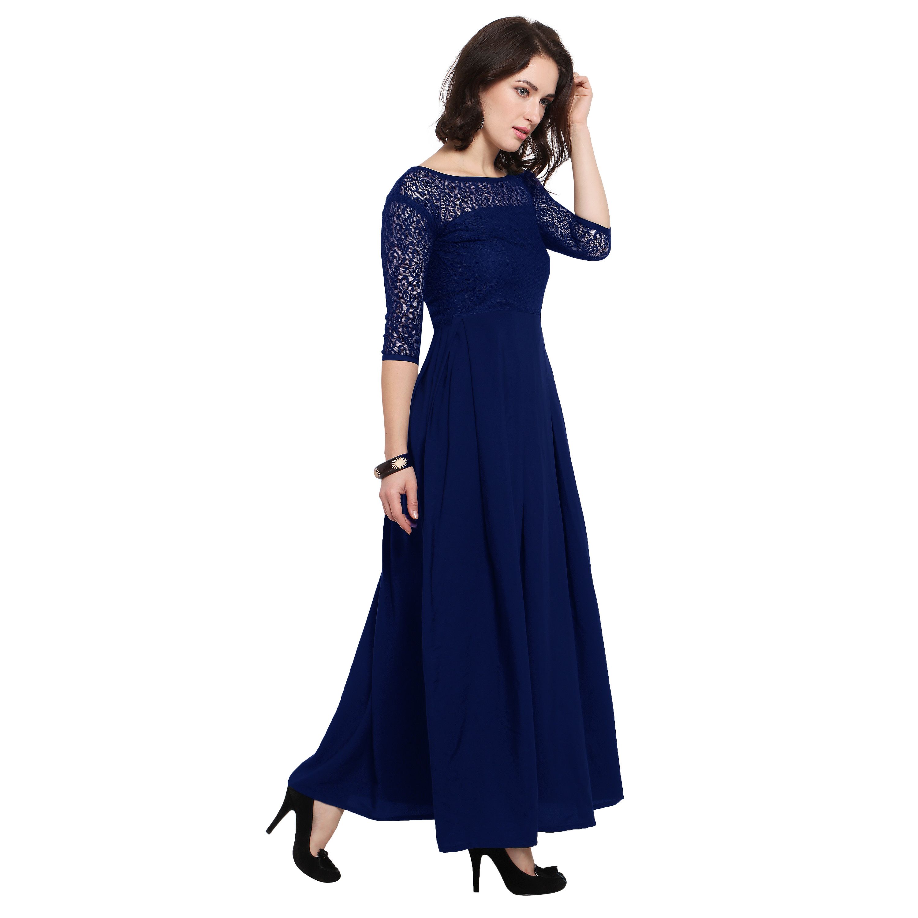 Hpud Fashion Hub Blue Crepe High Low Hemline Kurti - Buy Hpud Fashion ...