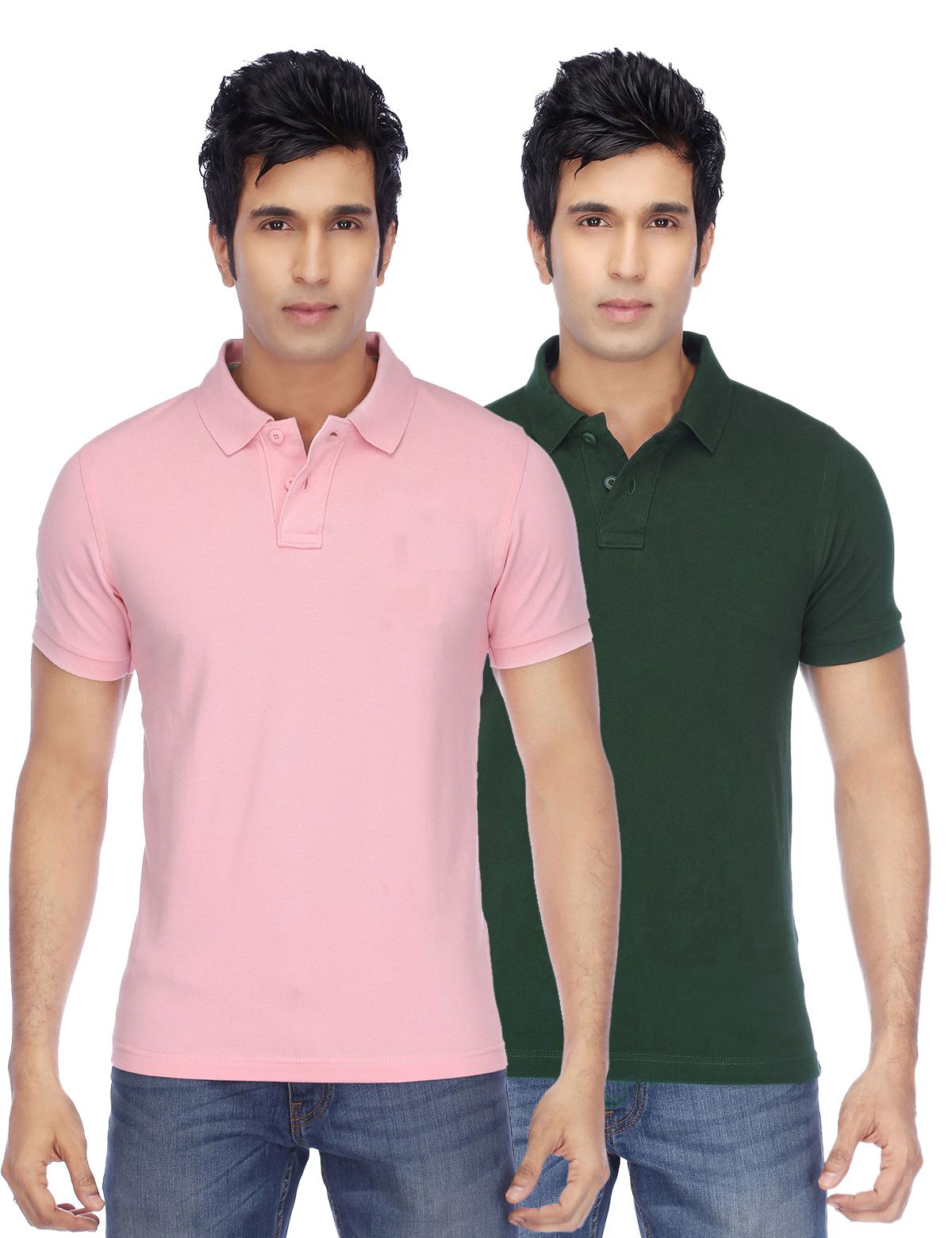     			FUNKY GUYS Multicolor Slim Fit Polo T Shirt Pack of 2