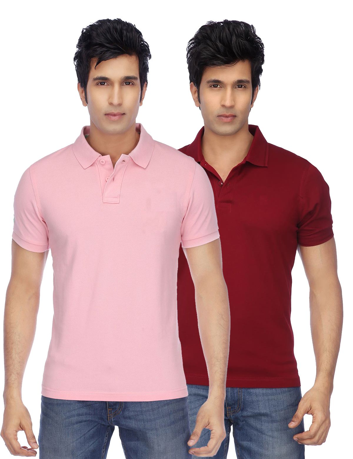     			Funky Guys Pack of 2 Cotton Blend Slim Fit Solid Half Sleeves Men's Polo T Shirt ( Multicolor )