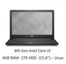 Dell Vostro 3568 Notebook (6th Gen Intel Core i3- 4GB RAM- 1TB HDD- 39.62cm (15.6)- Linux) (Black)