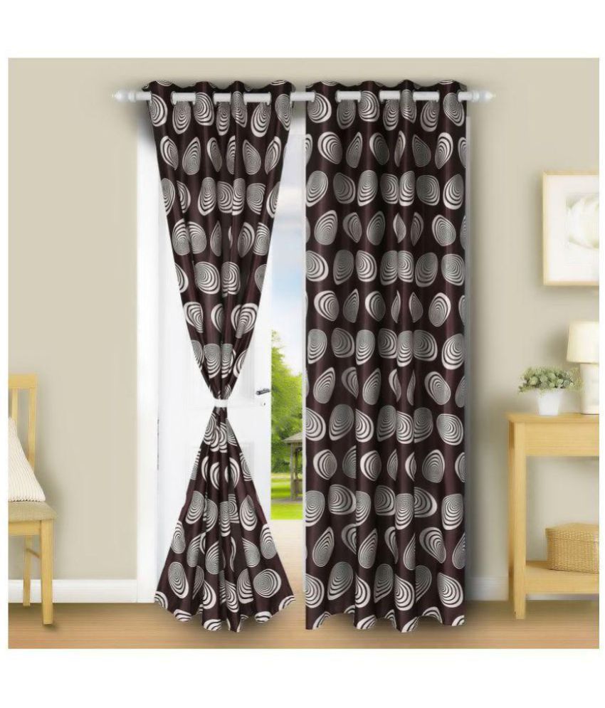     			E-Retailer Set of 2 Door Eyelet Curtains Printed Multi Color