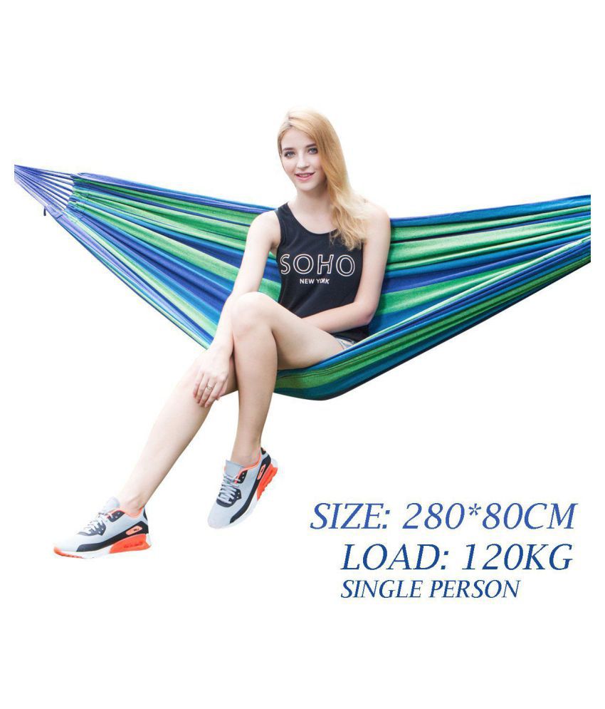 Baskety Portable Outdoor Hammock Hang Bed Travel Camping Swing Canvas with Backpack ( RED 280*80 CM (1 Person) 120 kg)
