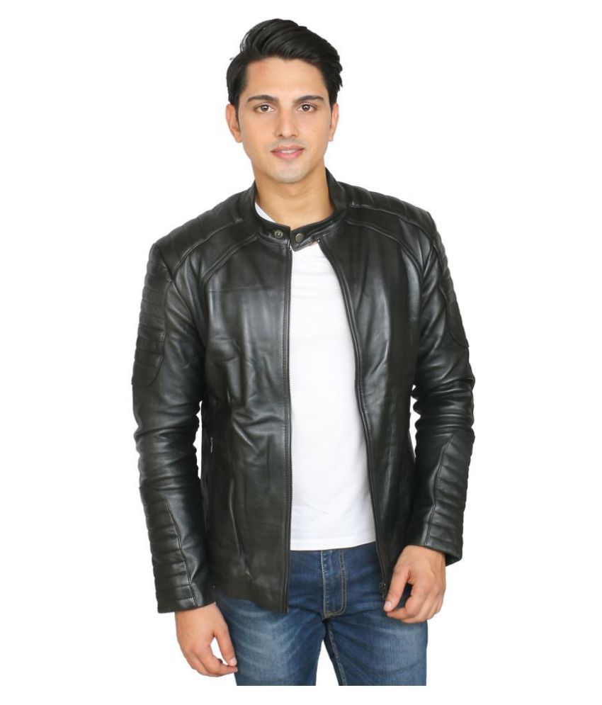 HYATT Black Leather Jacket - Buy HYATT Black Leather Jacket Online at ...