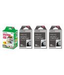 Fujifilm Instax Mini Instant Film 4-PACK BUNDLE SET , Twin Pack ( 20 ) + 3-SET Monochrome ( 30 ) for Mini 90 8 70 7s 50s 25 300 Ca