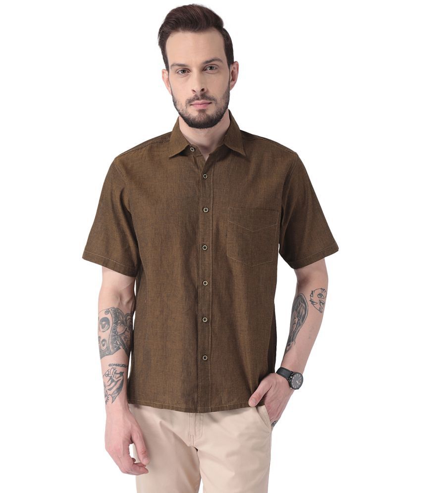     			VIVID INDIA Brown Regular Fit Shirt Single