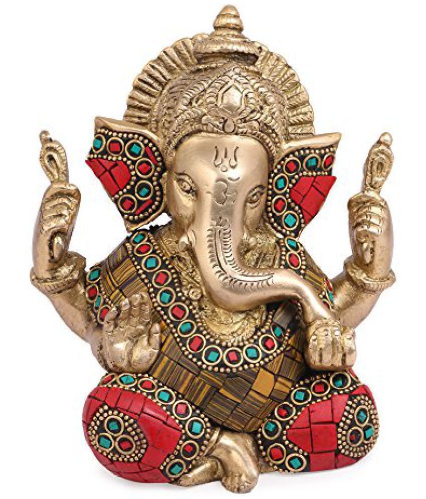 Kartique Brass Ganesh Idol | Ganesha Statue | Ganpati Murti | for ...