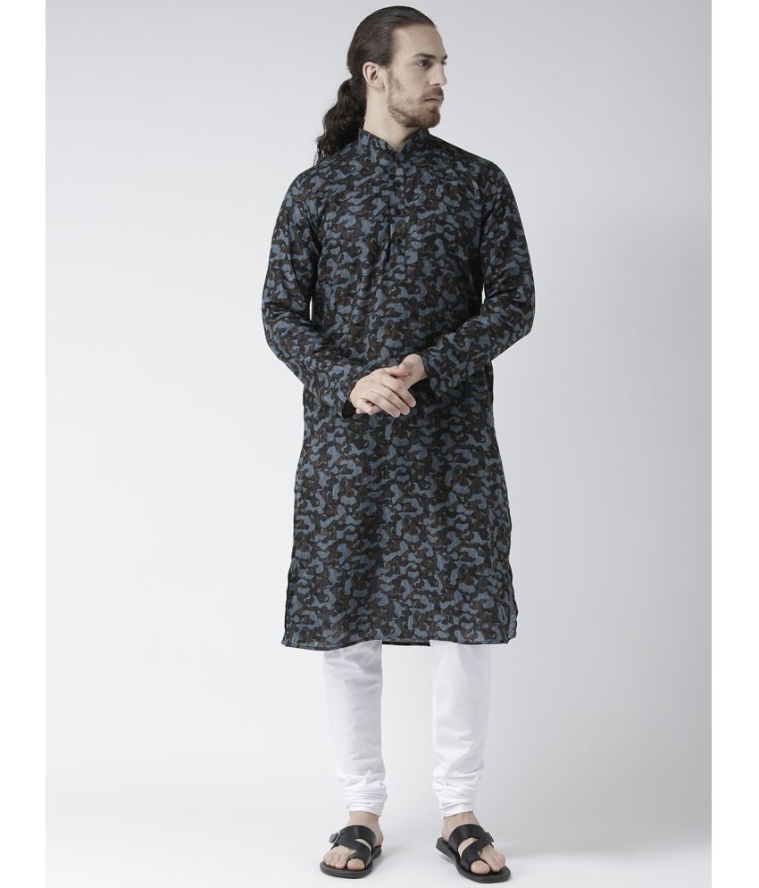     			Deyann Black Linen Kurta Pyjama Set