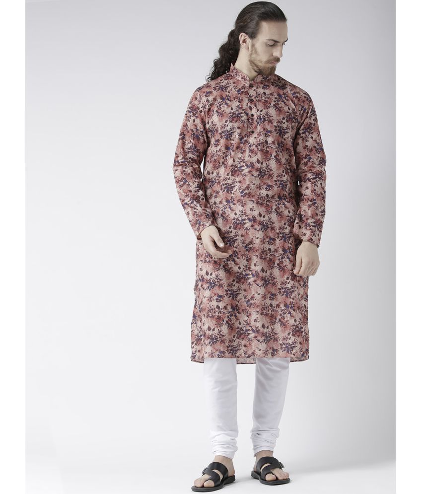     			Deyann Red Linen Kurta Pyjama Set