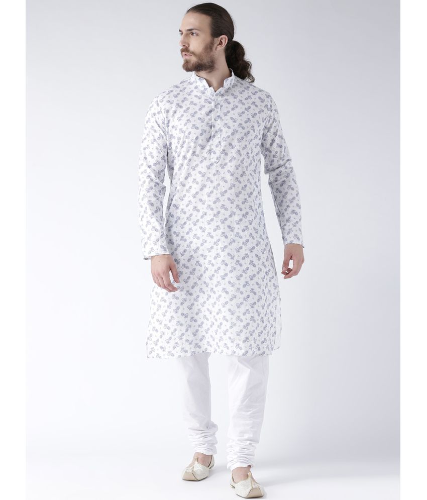     			Deyann White Linen Kurta Pyjama Set