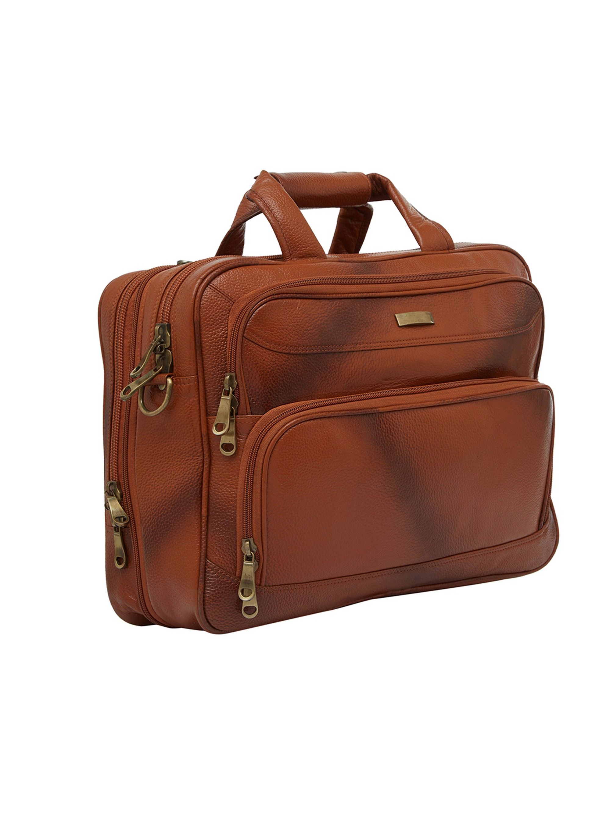 Leather World Tan Leather 24 Ltrs Office Bag Buy Leather World Tan