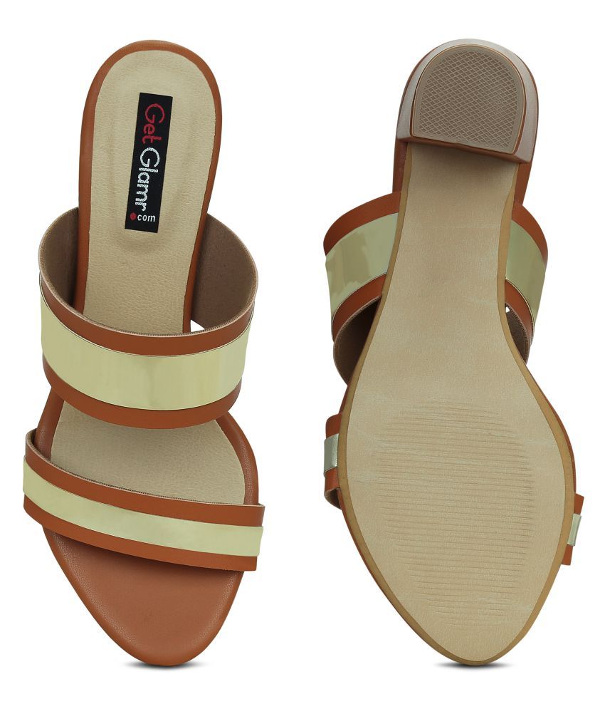 tan block heel pumps