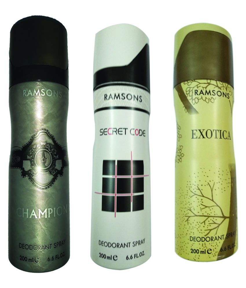 Ramsons Exotica Deodorant Deodorant Spray 0 Ml Ramsons Champion Deodorant Spray 0 Ml Ramsons Secret Code Deodorant Spray 0 Ml Buy Online At Best Prices In India Snapdeal