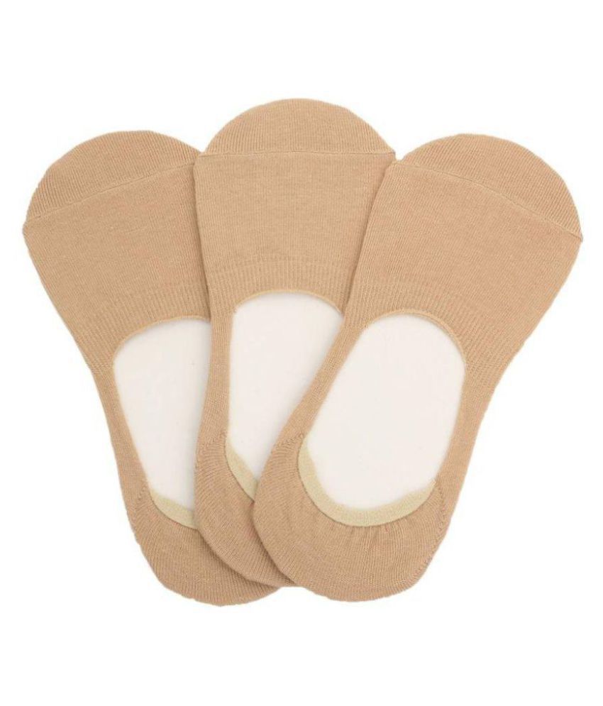     			Tahiro Beige Cotton Footies Loafer Socks For Girls - Pack Of 3