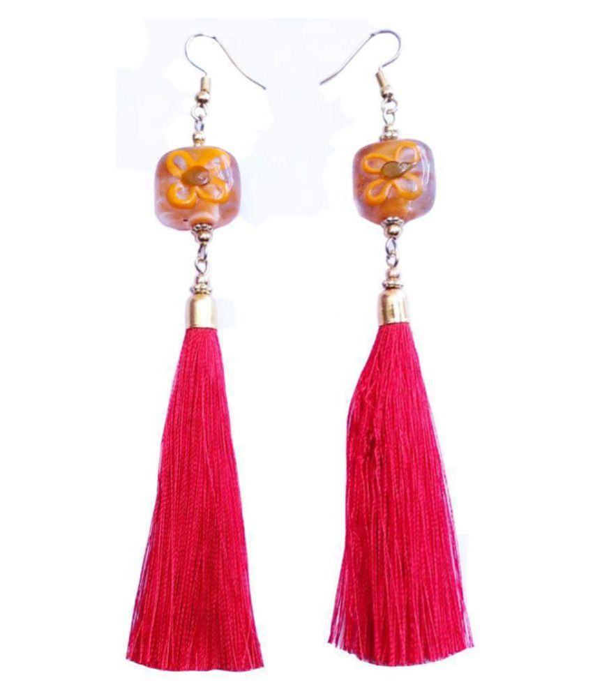 Zurii Red Tassels Drop Earring Buy Zurii Red Tassels Drop Earring Online at Best Prices in