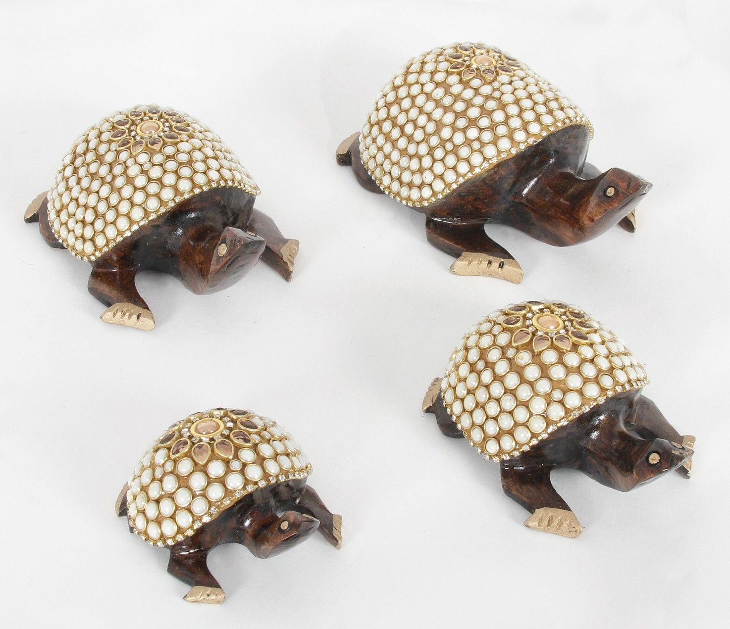 Jaipur Textile Hub Gold Wood Handicraft Showpiece Pack of 4 Buy