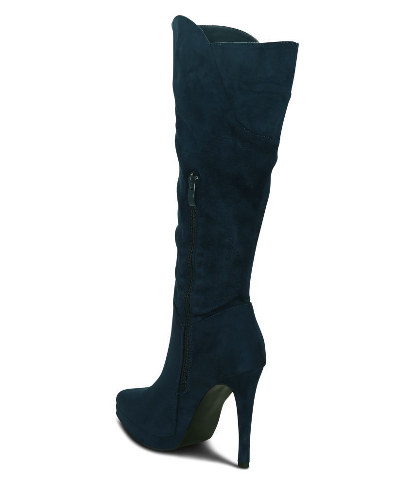 Get Glamr Blue Knee Length Slouch Boots P